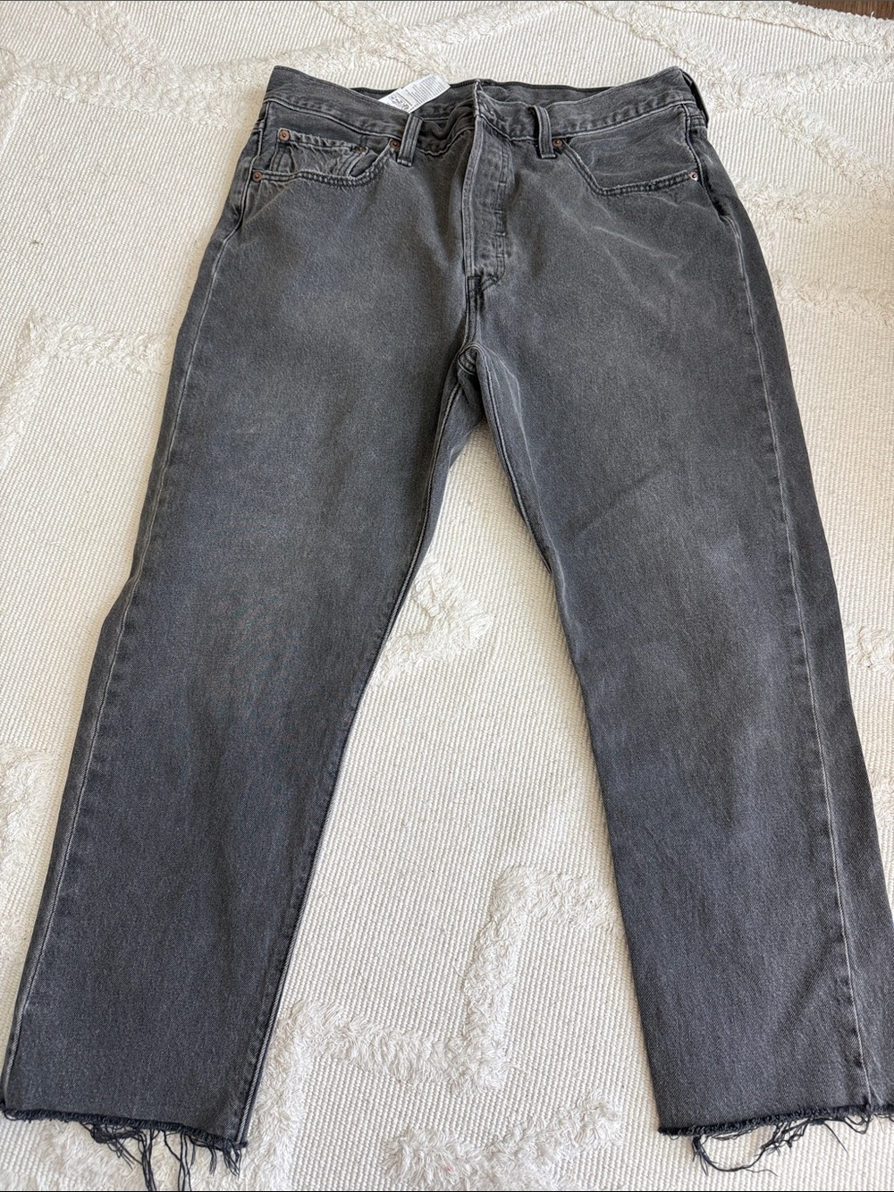 Men's Washed Straight-Leg Jeans in Charcoal Black